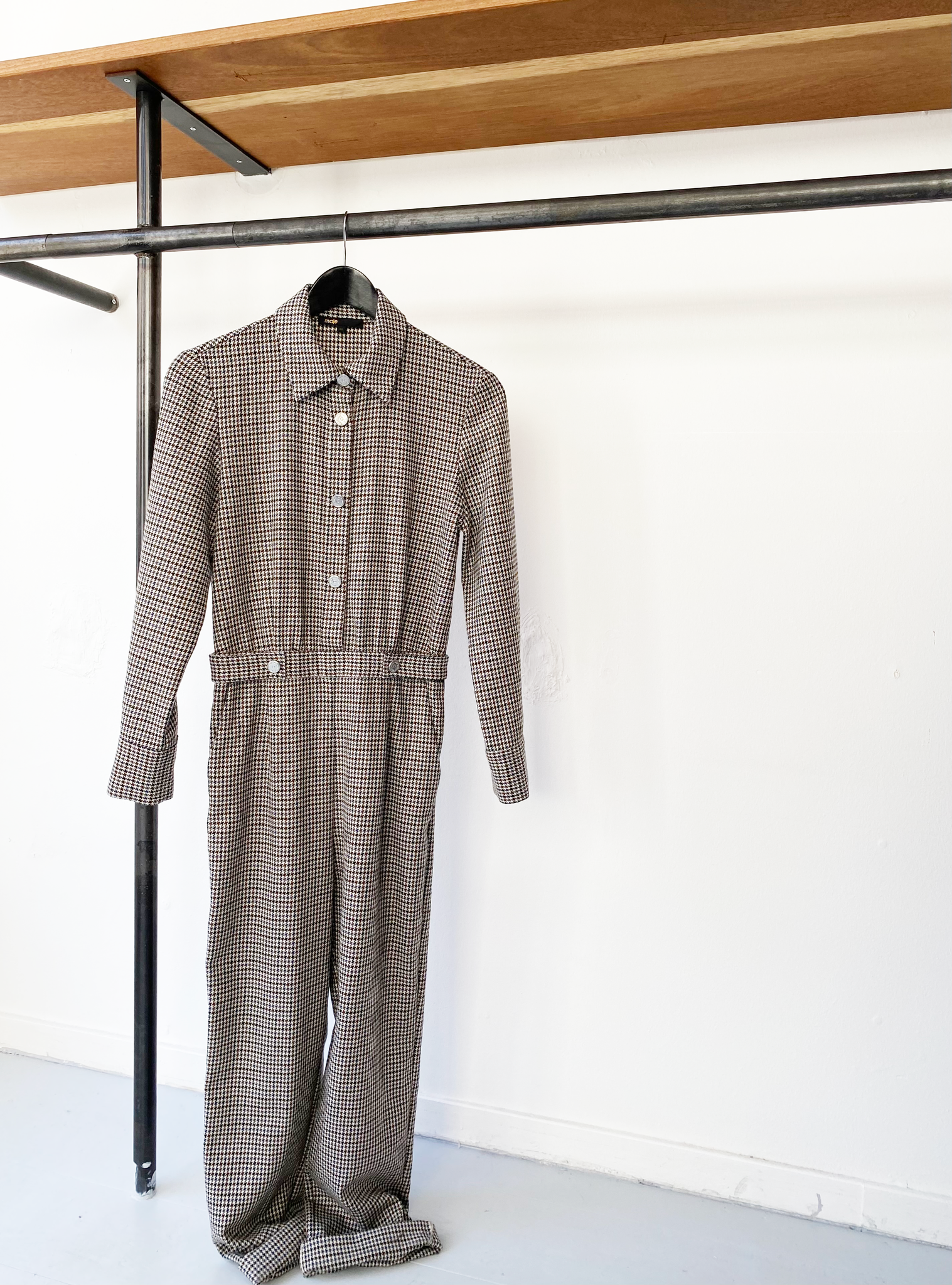 Maje wool blend houndstooth jumpsuit size 36