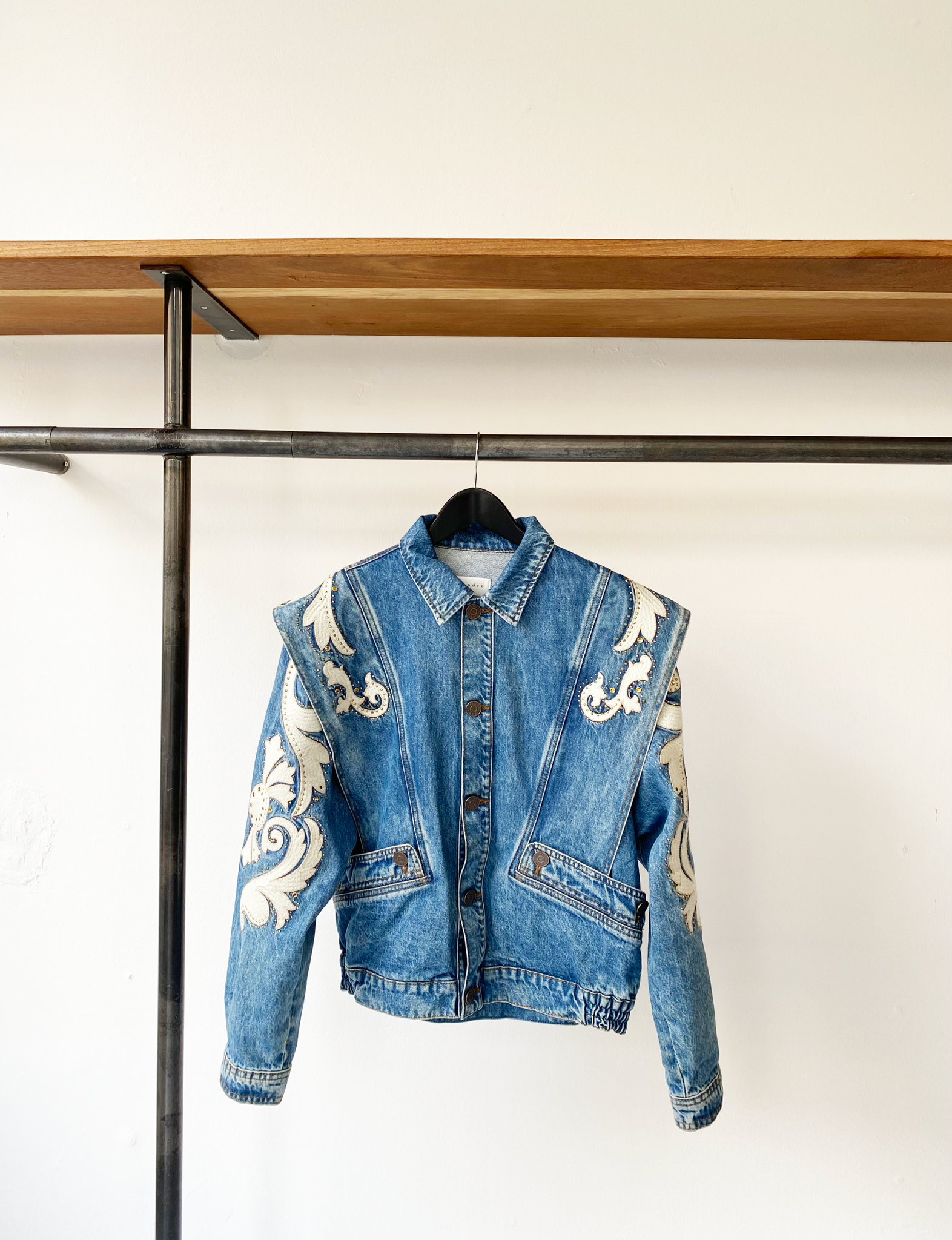 Sandro embroidered denim jacket size 36