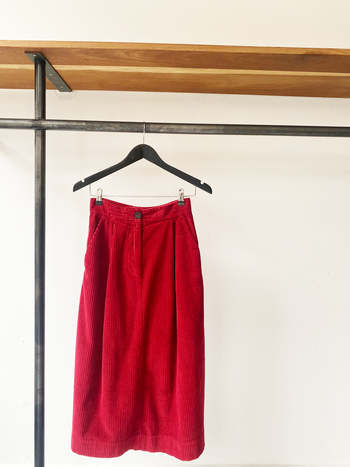 Masscob red a-line corduroy midi skirt size 36