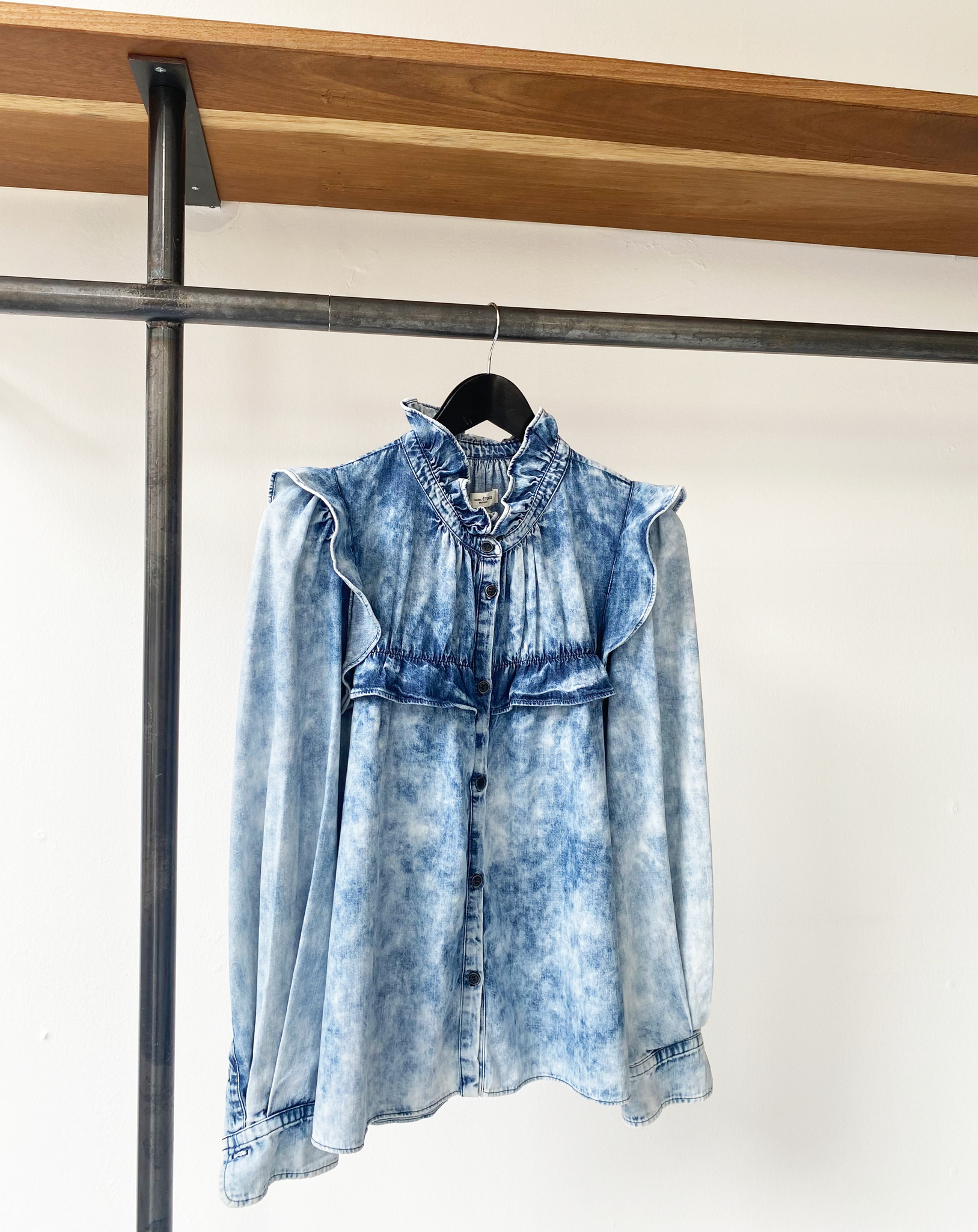 Isabel Marant Étoile denim ruffle trim shirt size 38