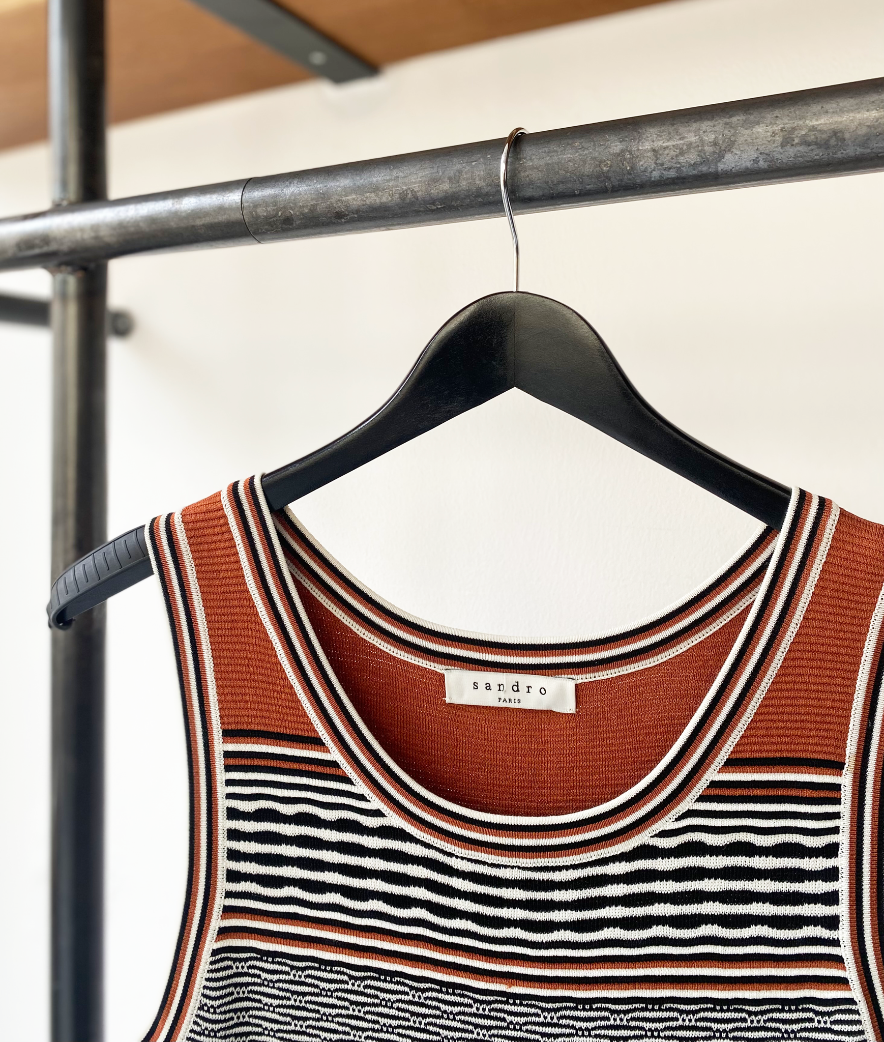 Sandro fine knit dress stripe design size 2