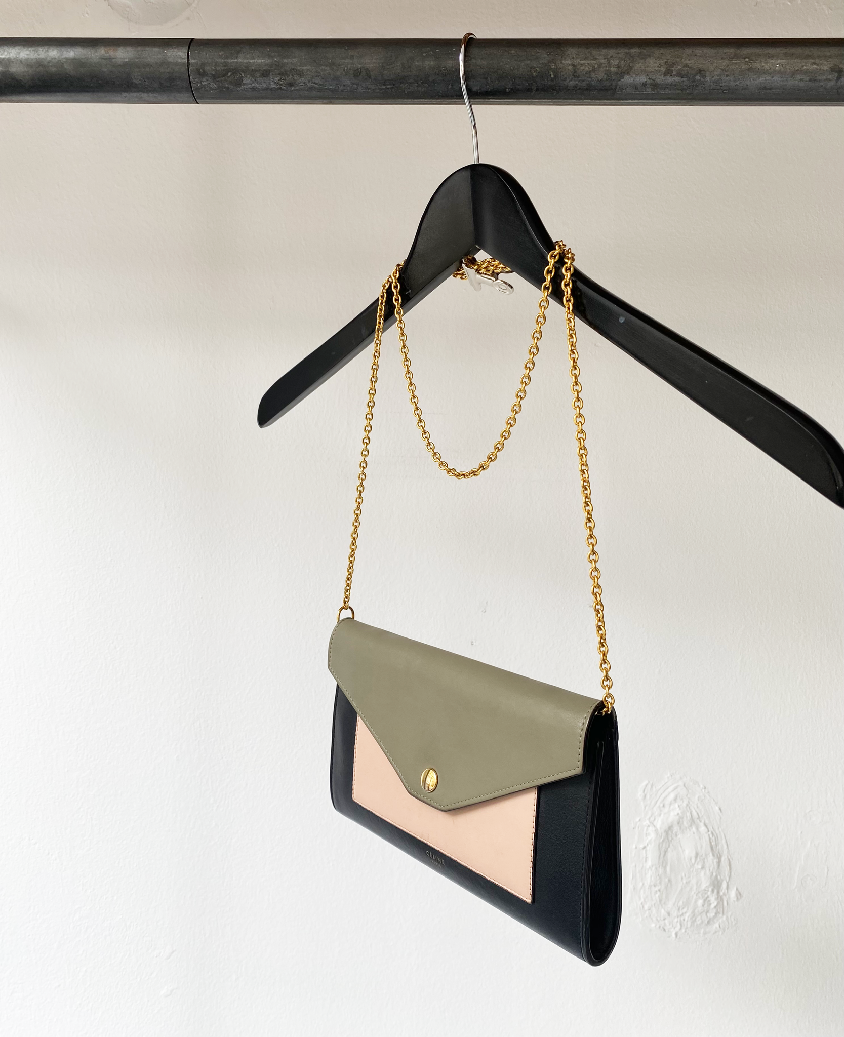 Céline pocket envelope bag khaki-pink