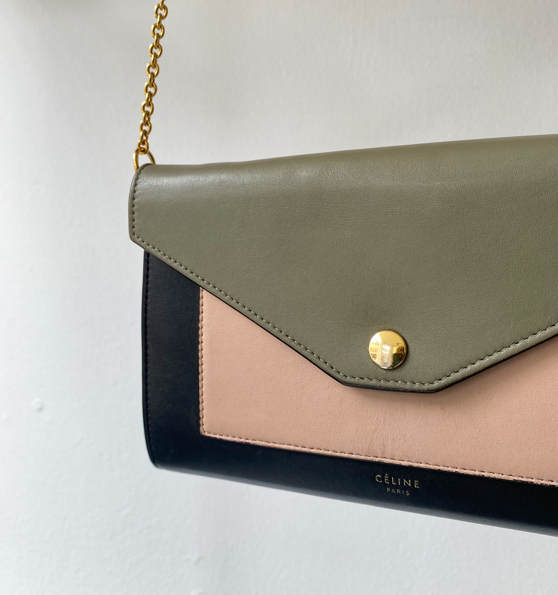 Céline pocket envelope bag khaki-pink