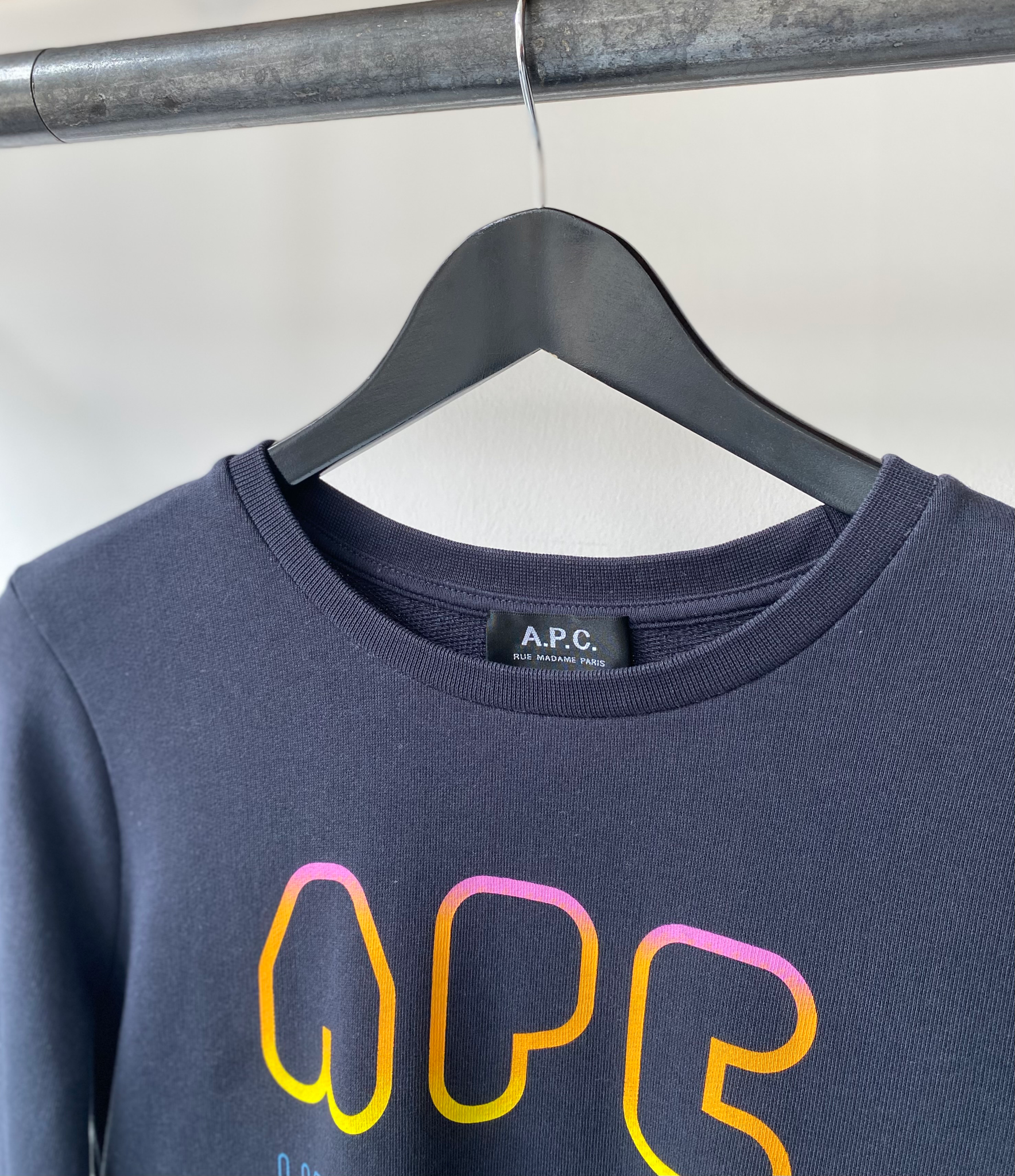 A.P.C. navy logo sweatshirt size S