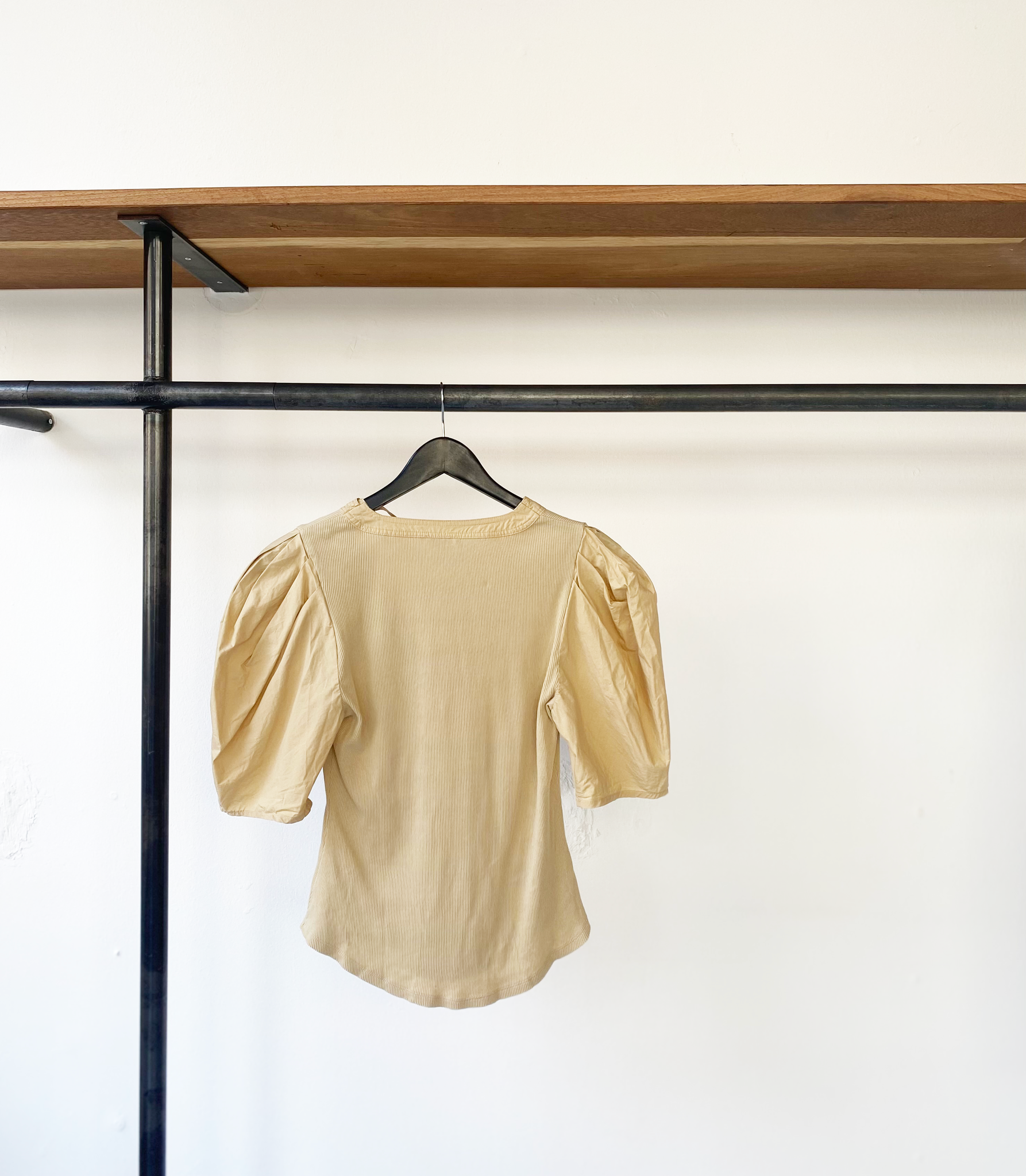 Ulla Johnson cotton ribbed puff sleeve top size M