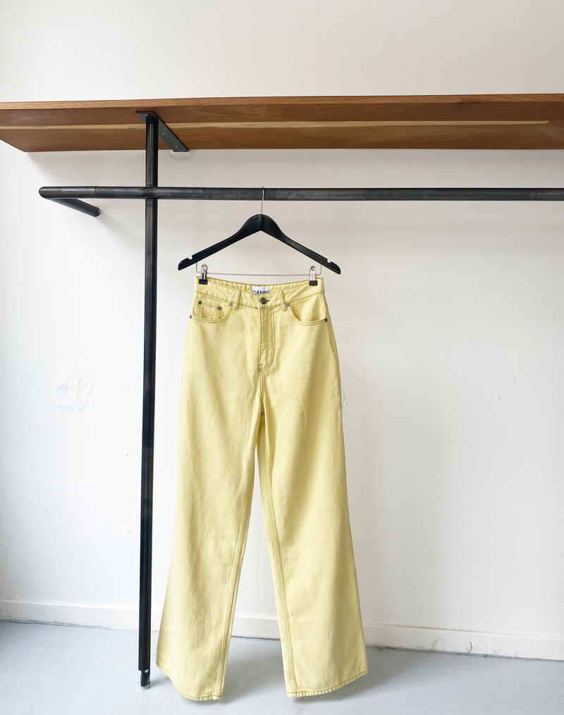 GANNI yellow wide leg jeans size 28