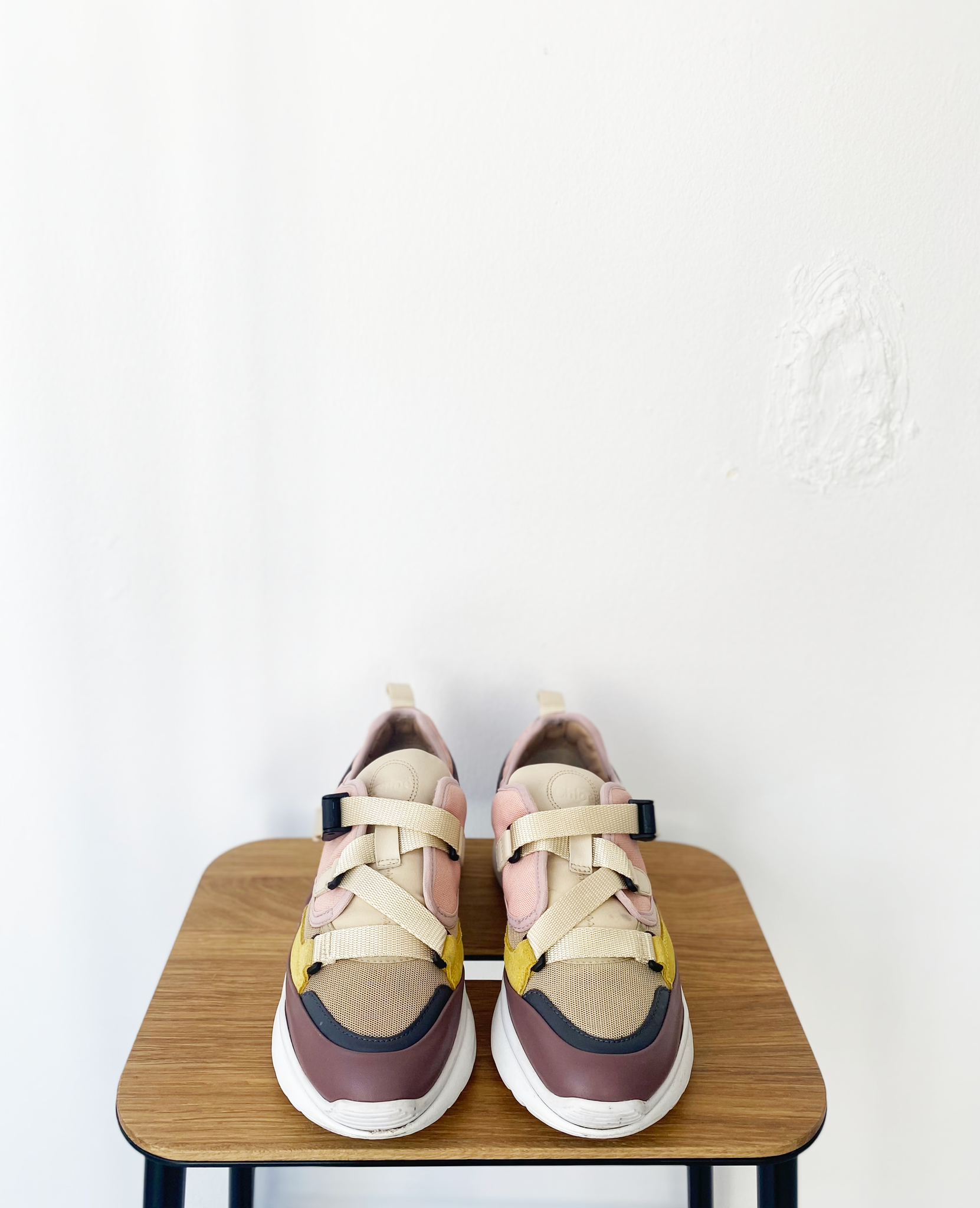 Chloé baby pink shell and mesh sneakers size 37