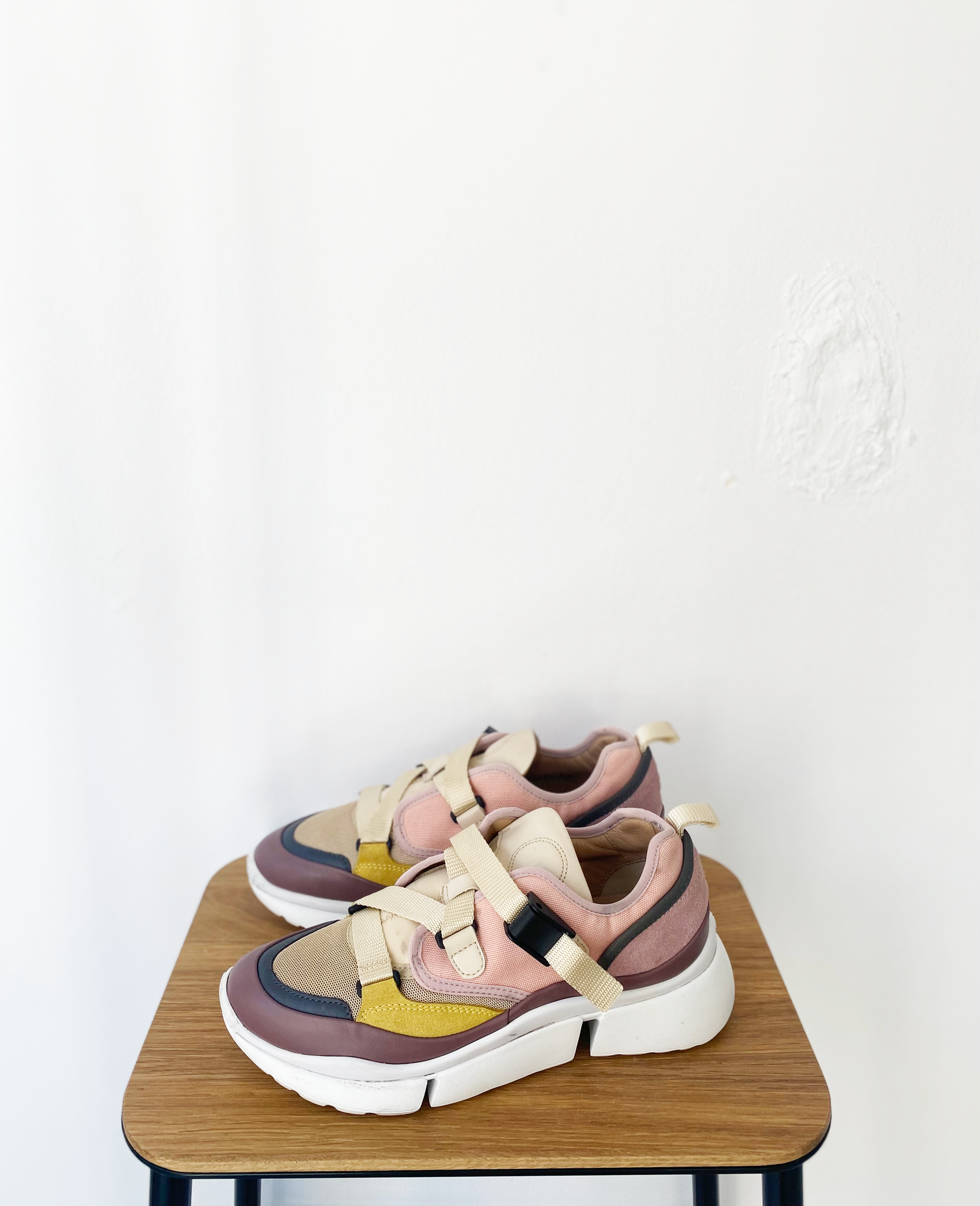 Chloé baby pink shell and mesh sneakers size 37