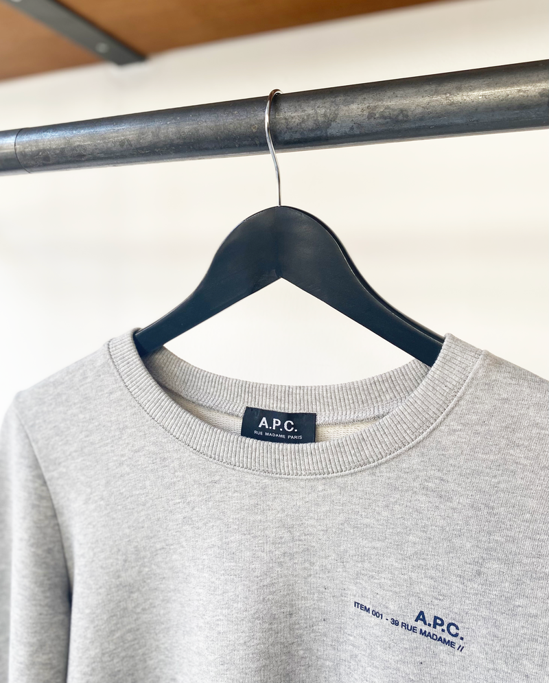 A.P.C. grey logo sweatshirt size S