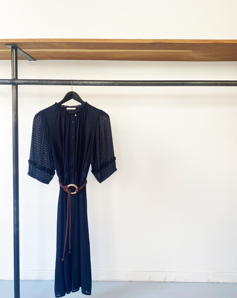 Sessun navy belted maxi dress size S
