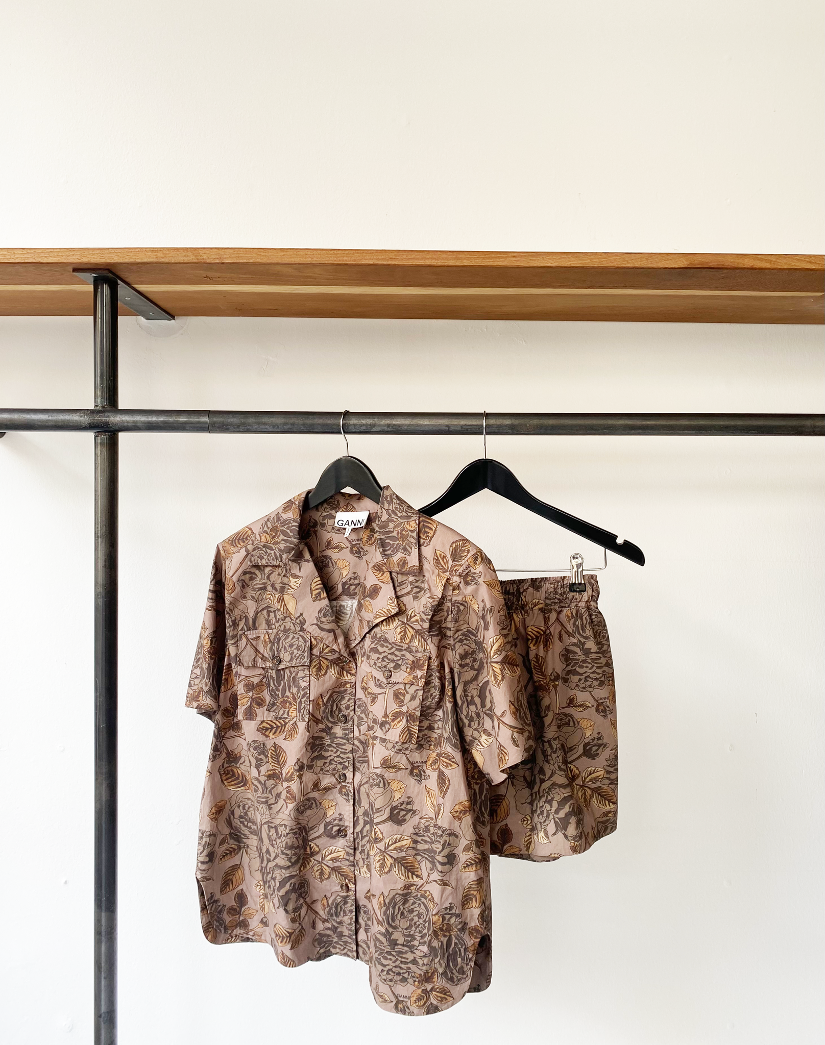 GANNI cotton floral print two piece set size 36