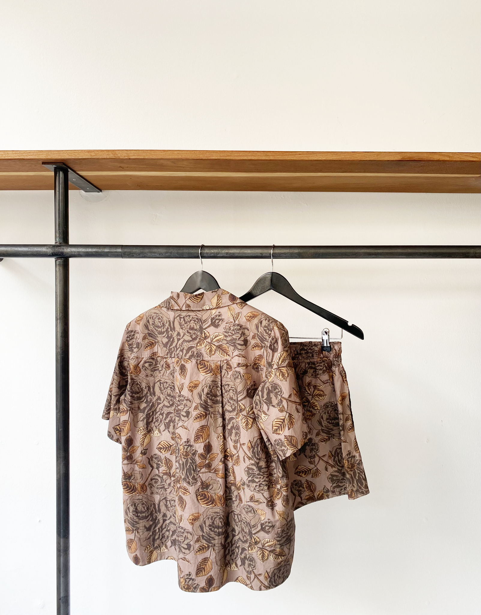 GANNI cotton floral print two piece set size 36