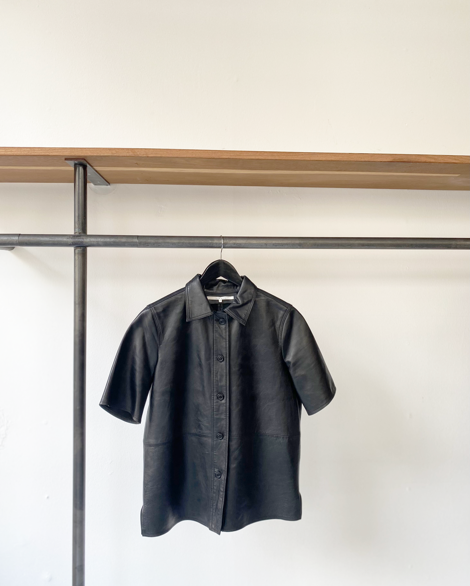 Yaya leather short sleeves shirt size 36