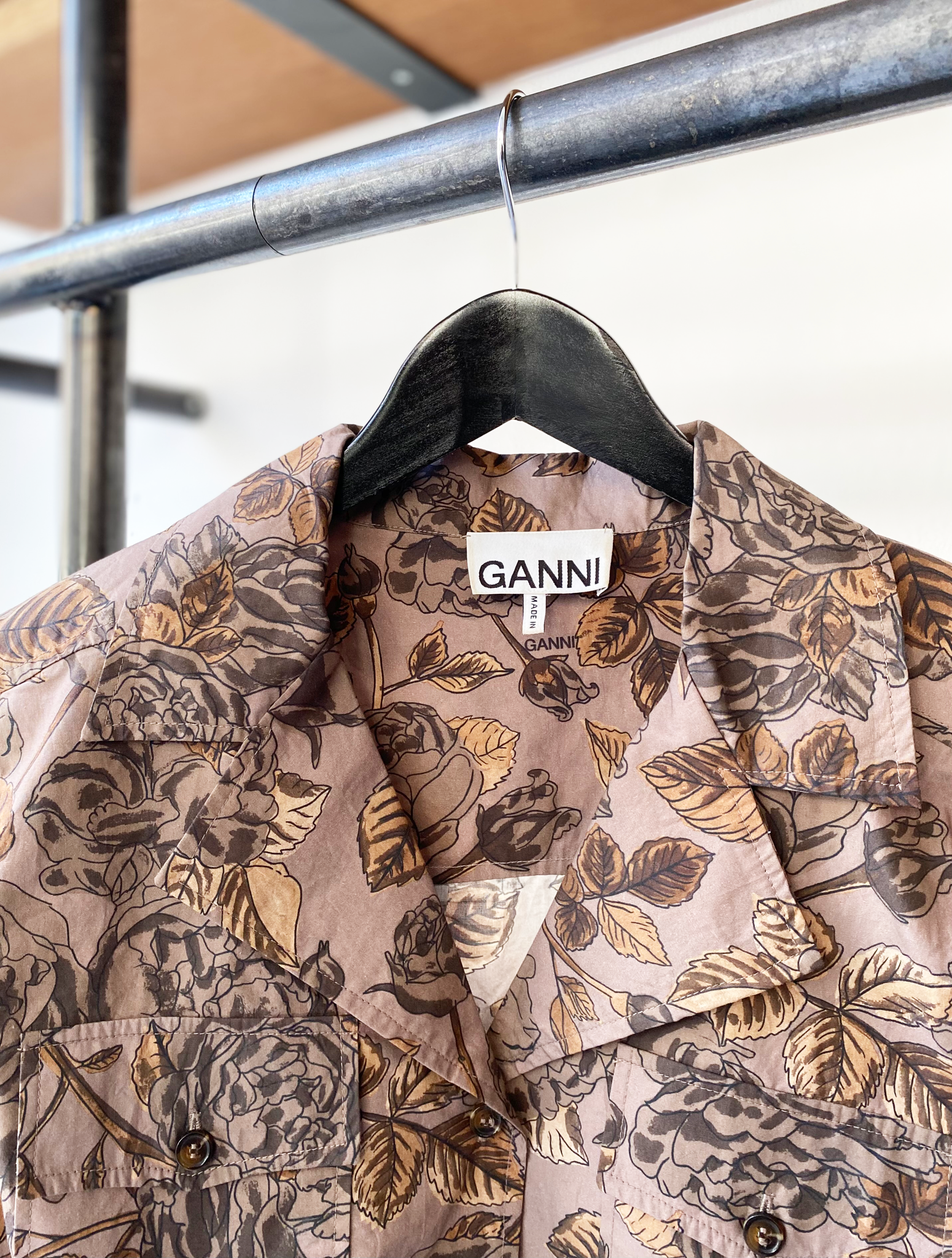 GANNI cotton floral print two piece set size 36