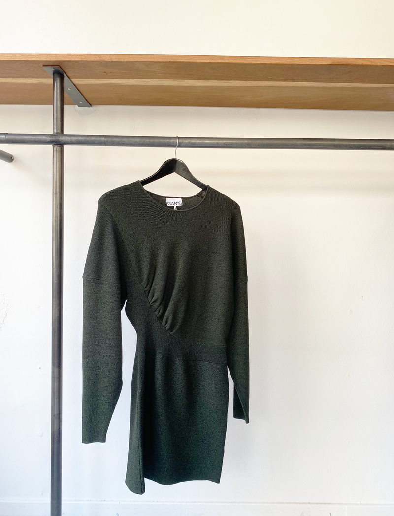 GANNI green melange knitted dress size M