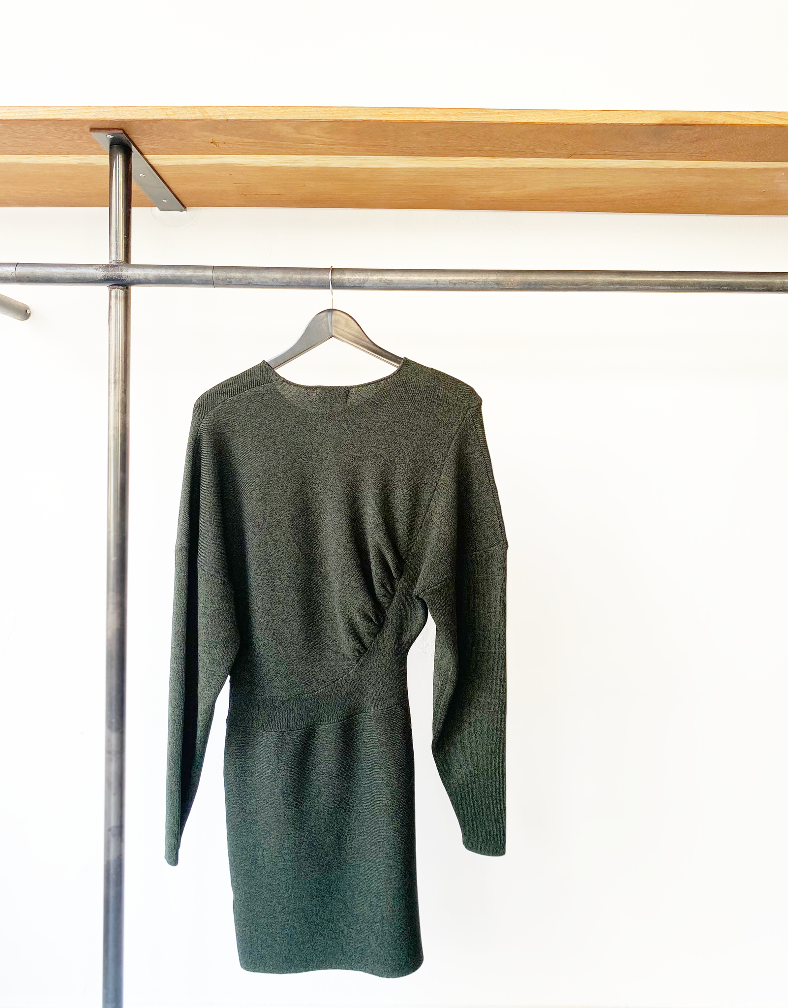 GANNI green melange knitted dress size M