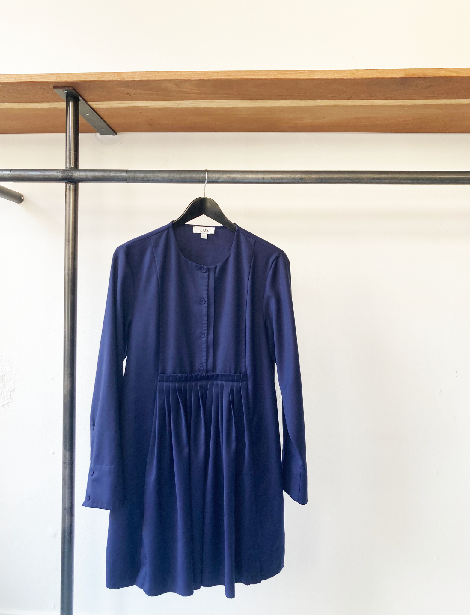 COS wool blend navy pleated dress size 40