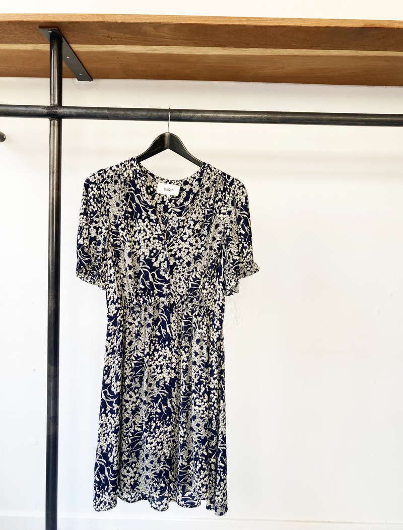 ba&sh blue-white pattern dress size 2