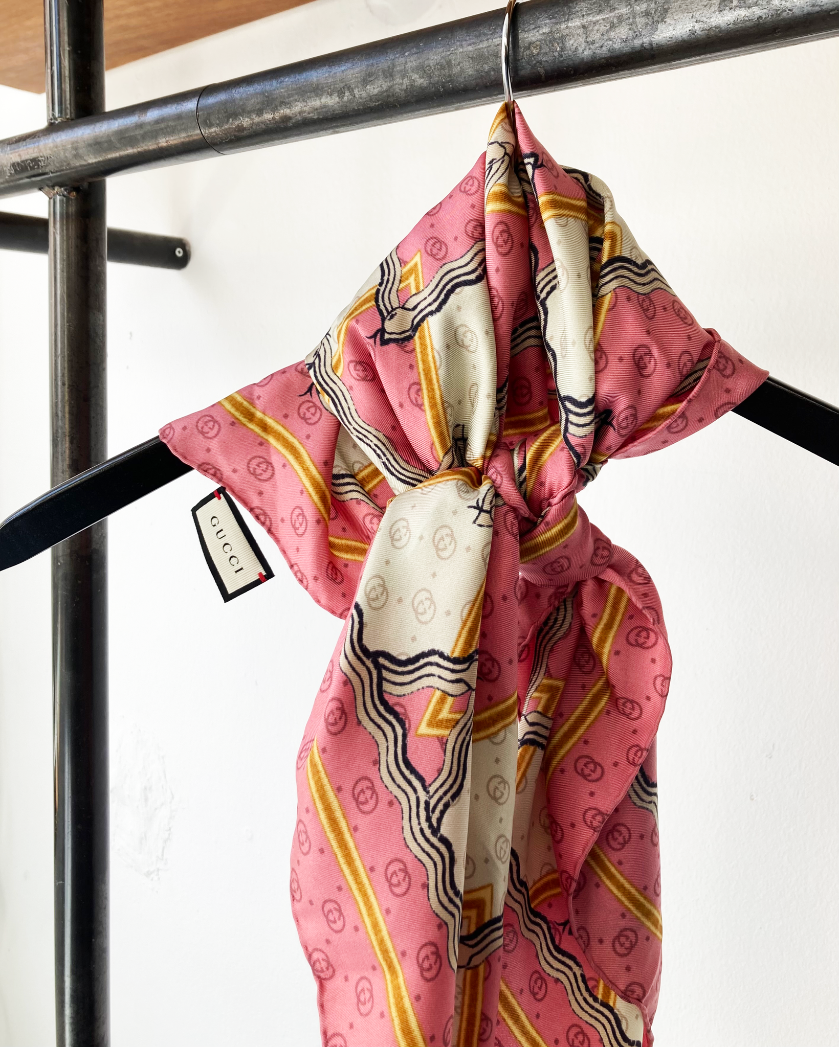 Gucci silk logo scarf