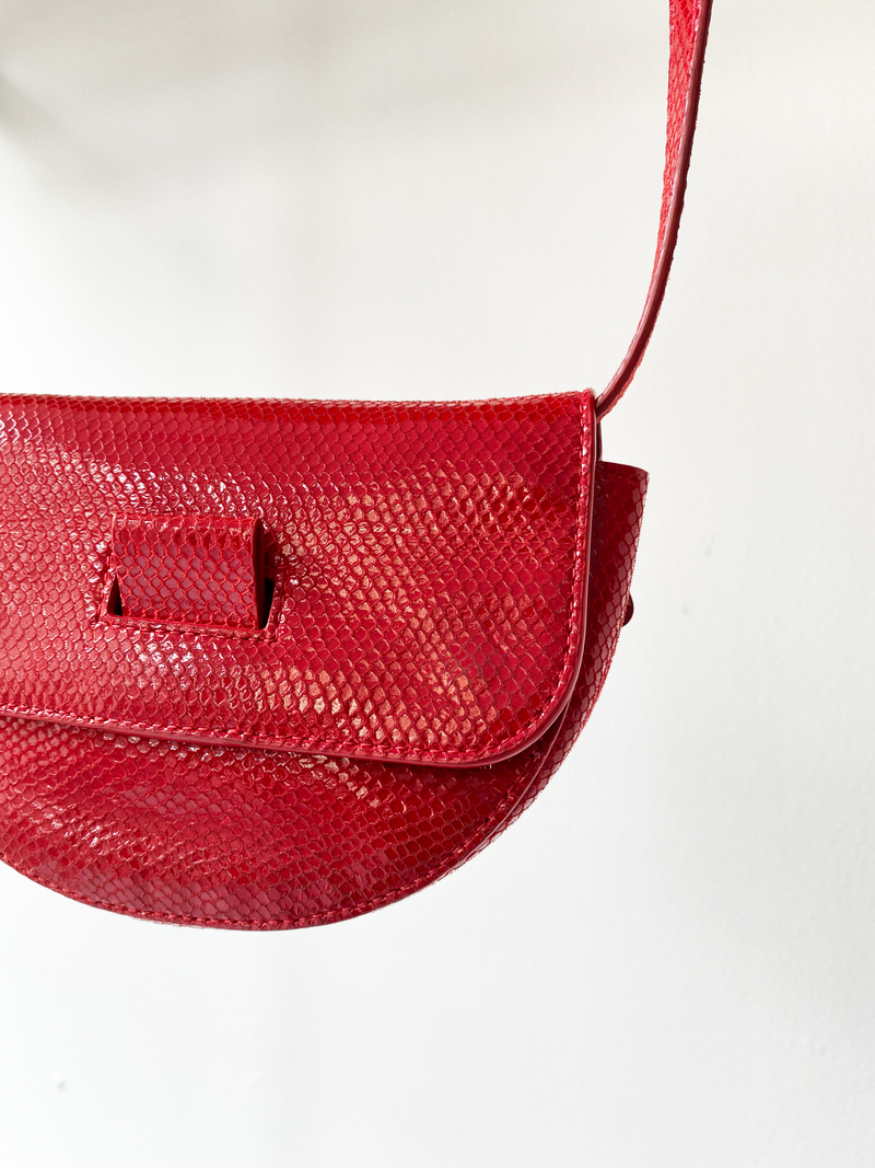 Wandler Women's Brown Leather Croc Embossed Belt Bag For Sale at 1stDibs