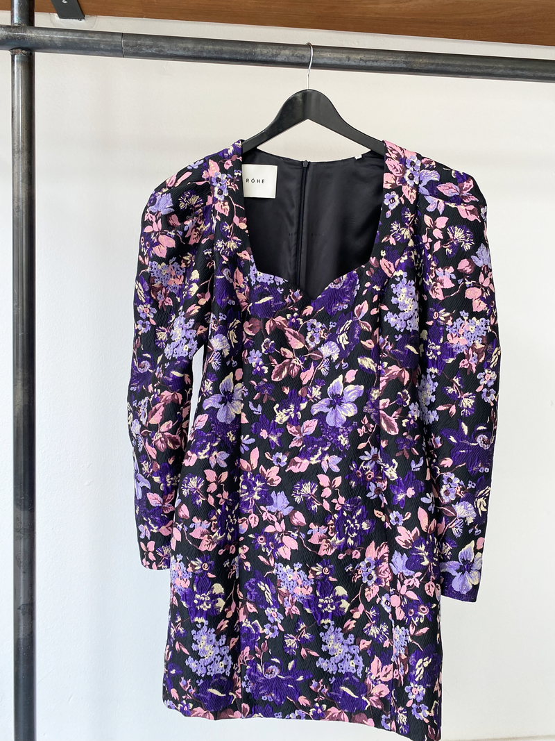RÓHE floral pattern mettalized bodycon dress size 40