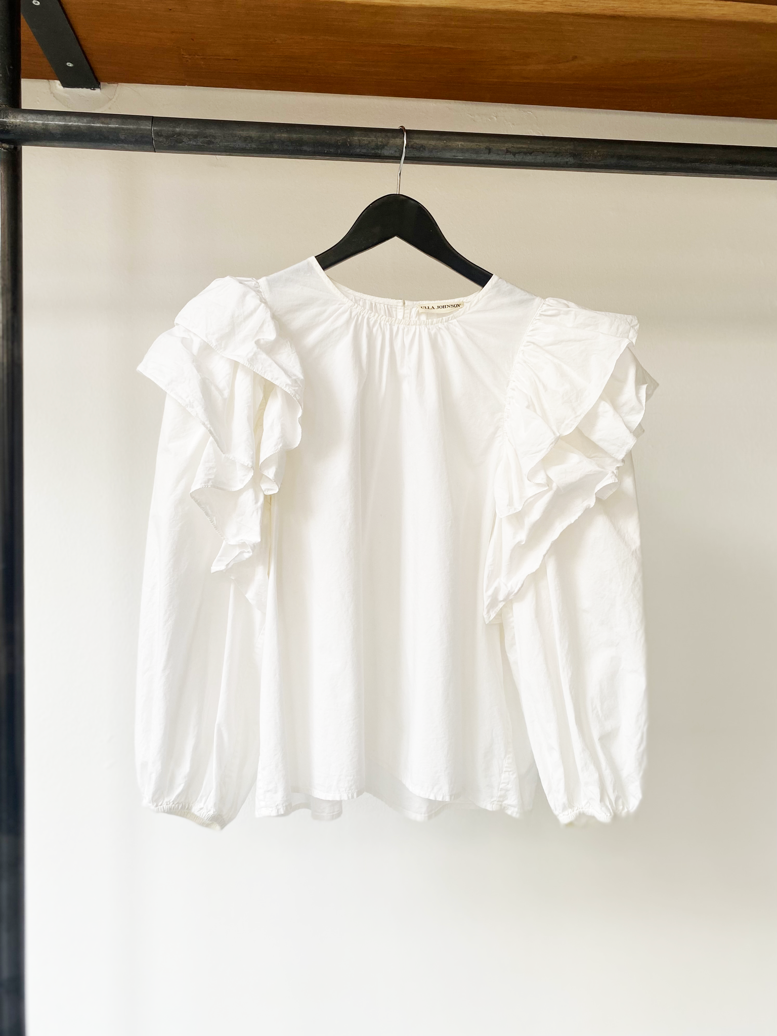 Ulla Johnson white cotton ruffle blouse size 6