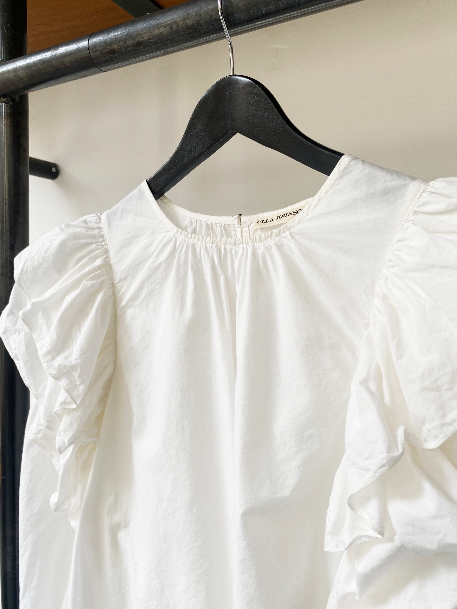 Ulla Johnson white cotton ruffle blouse size 6