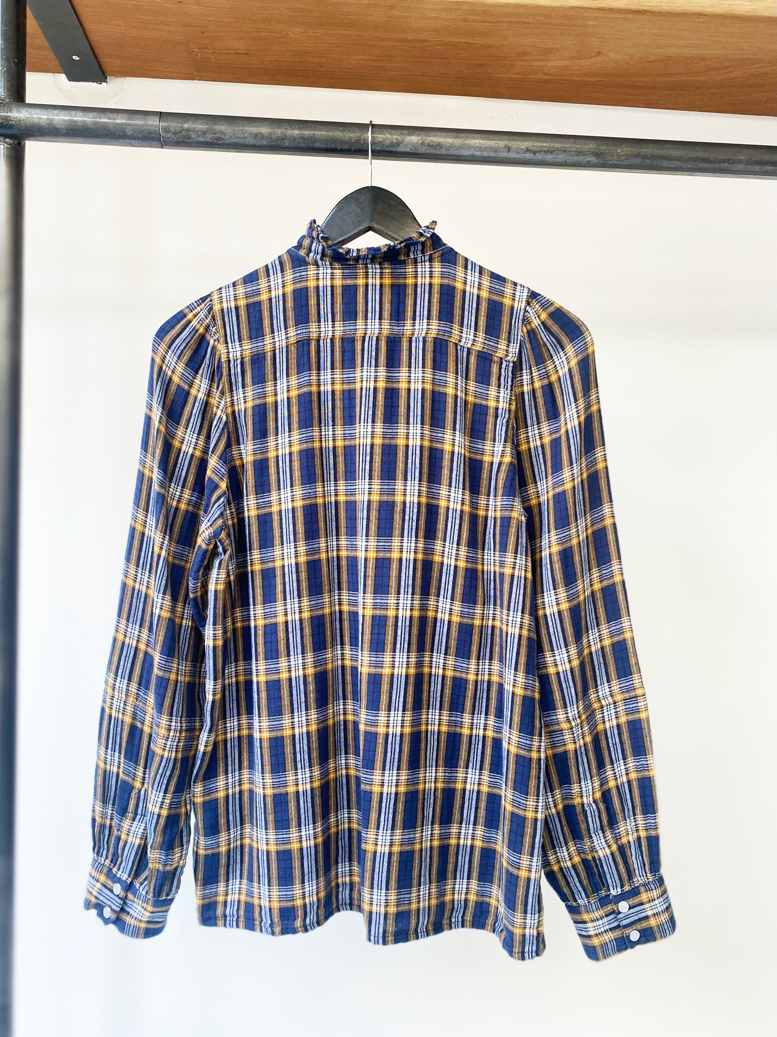 ba&sh checked ruffle shirt size 1