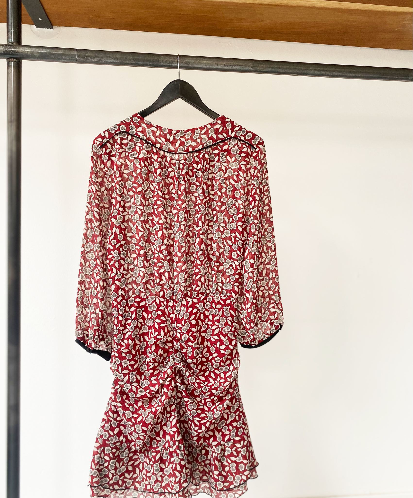 ba&sh floral pattern draped midi dress size 3