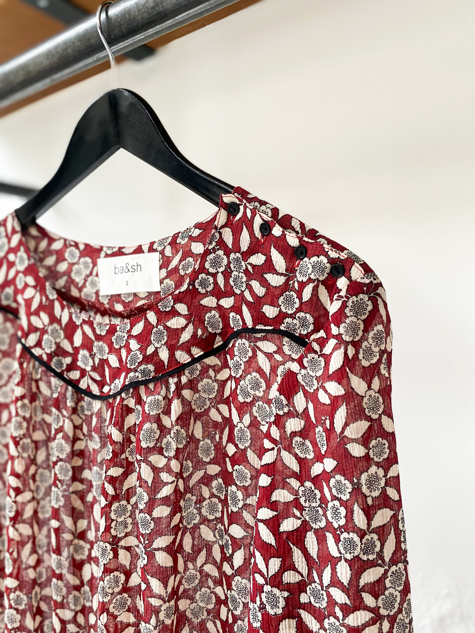 ba&sh floral pattern draped midi dress size 3