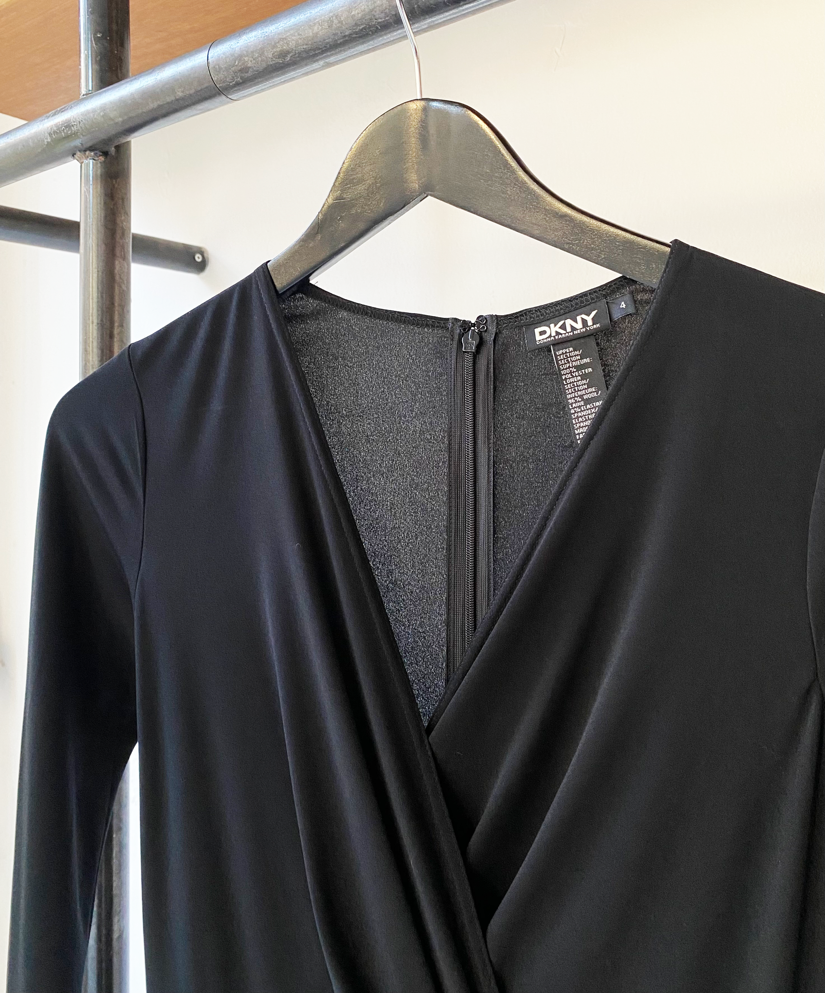 DKNY black wool blend dress size 4
