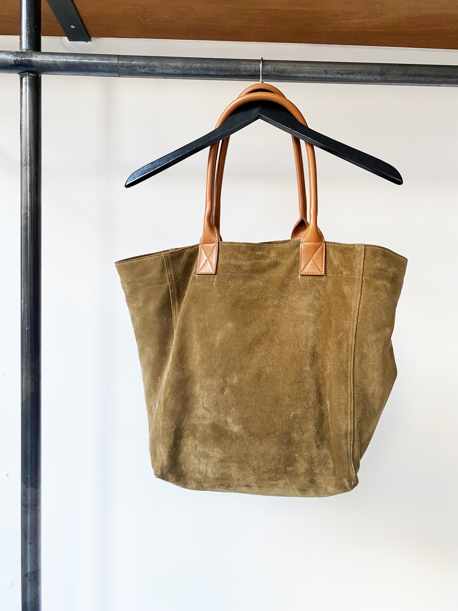 Isabel Marant suede khaki logo tote bag