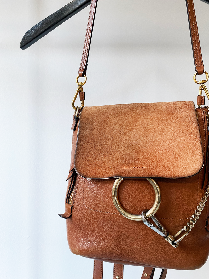 Chloé cognac leather chain backbag
