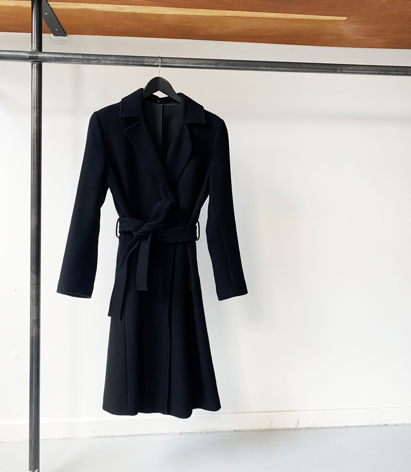 Filippa K black wool belted coat size XS