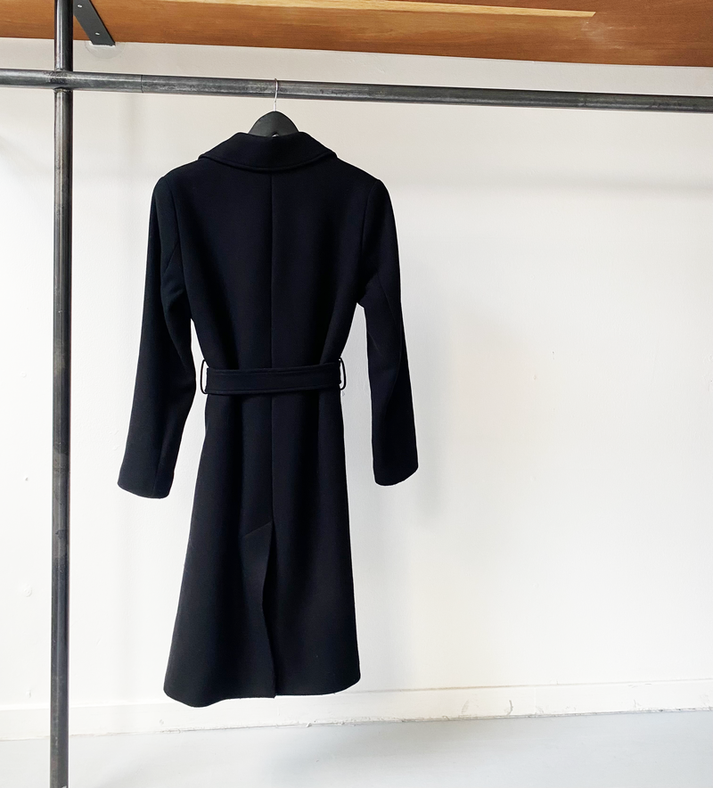 Filippa K black wool belted coat size XS