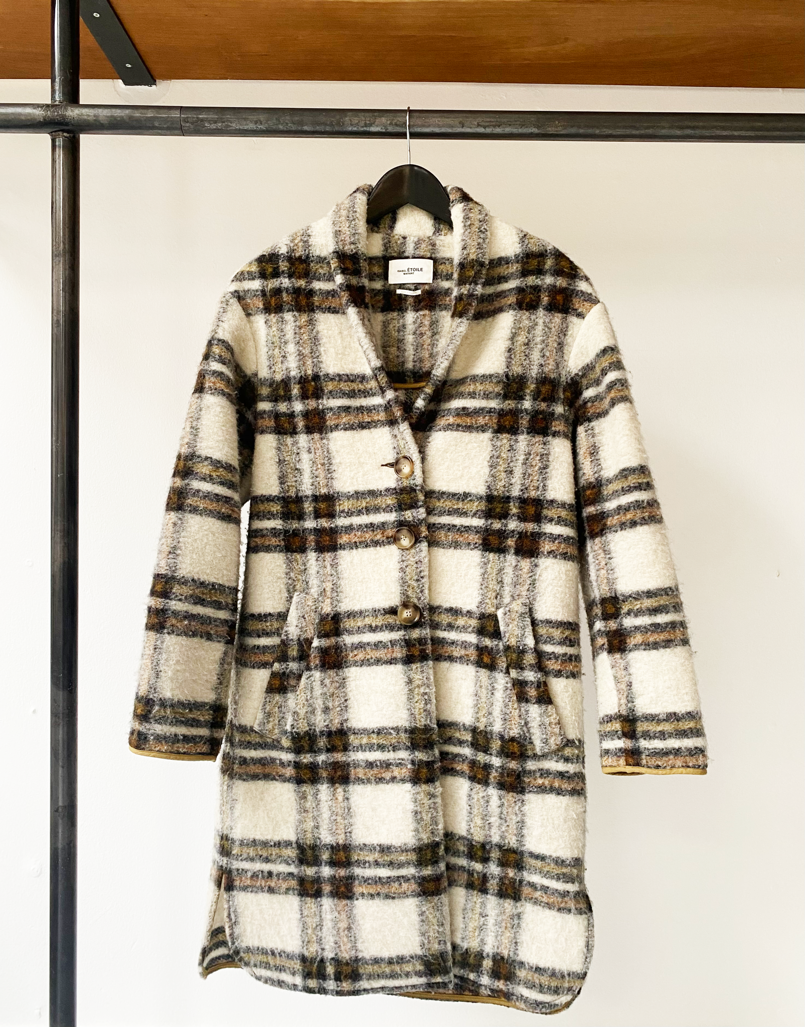 Isabel Marant Étoile ecru wool checkered coat size 34