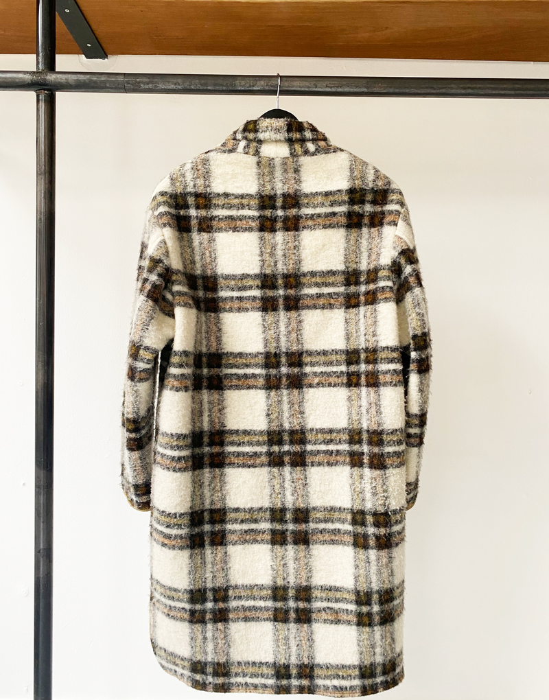 Isabel Marant Étoile ecru wool checkered coat size 34