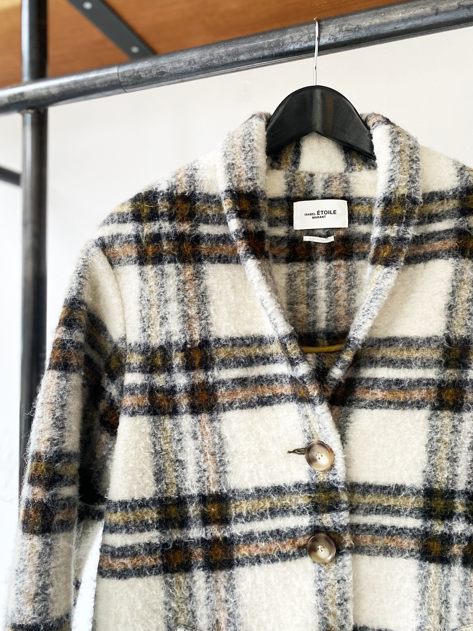 Isabel Marant Étoile ecru wool checkered coat size 34