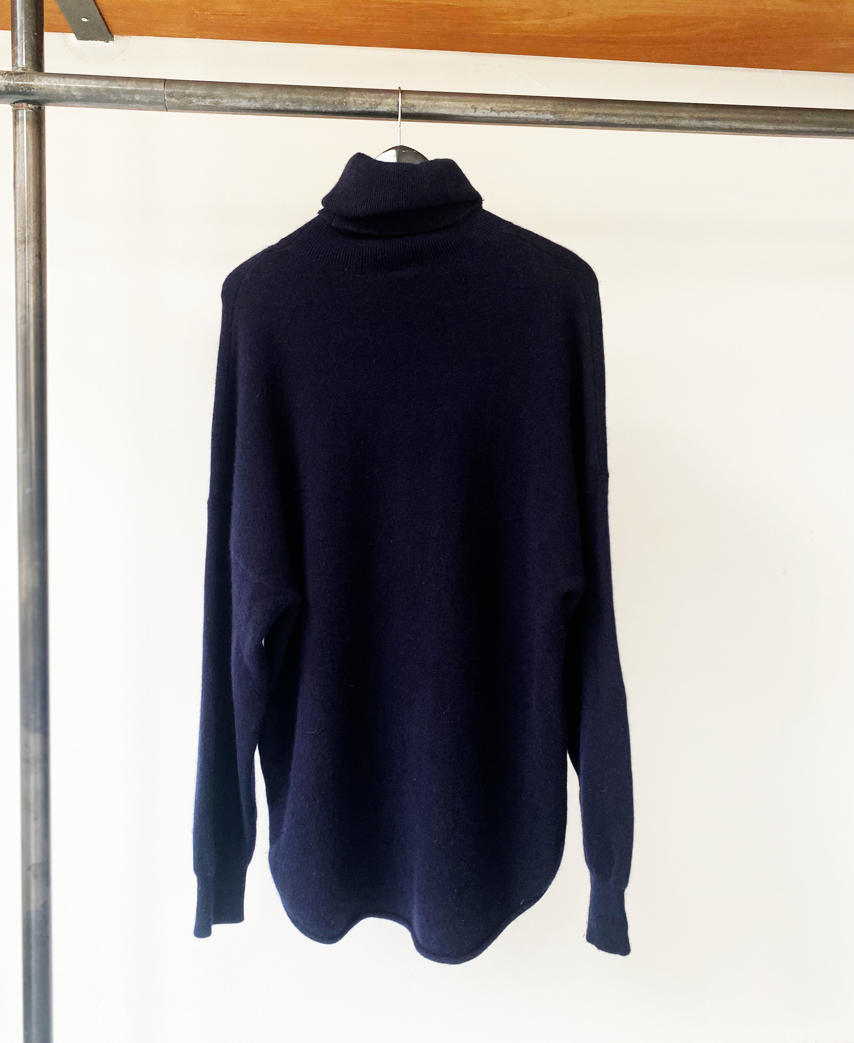 extreme cashmere navy roll neck sweater one size