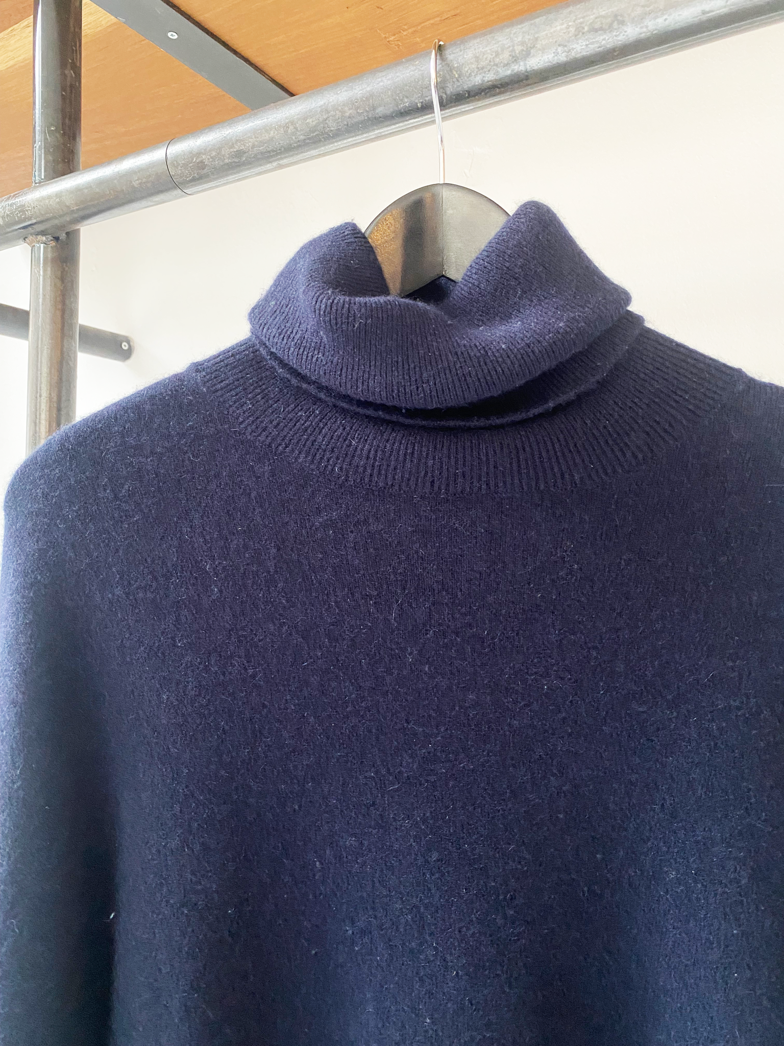 extreme cashmere navy roll neck sweater one size
