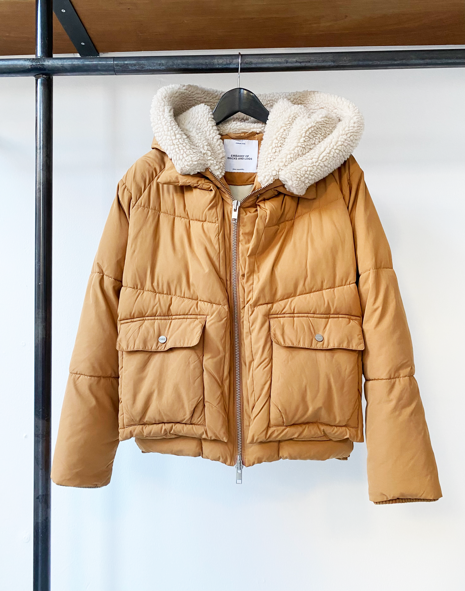 Embassy of Bricks and Logs camel down jacket size L