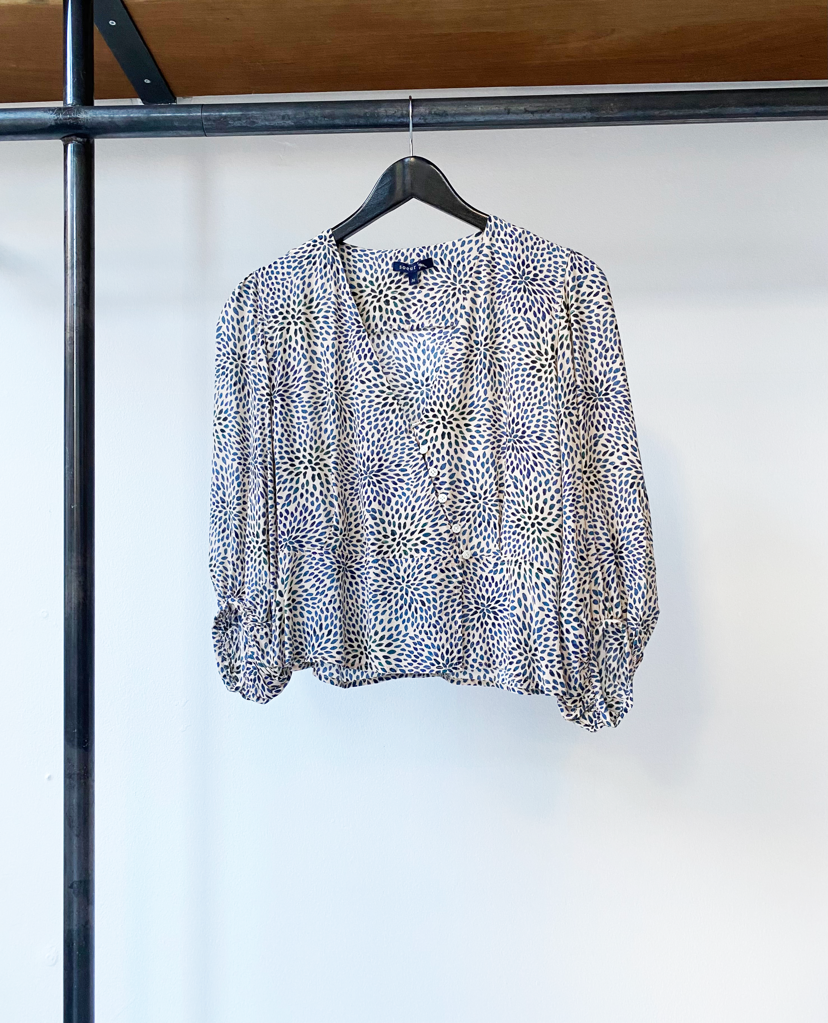 Soeur ecru-blue printed blouse size fr36