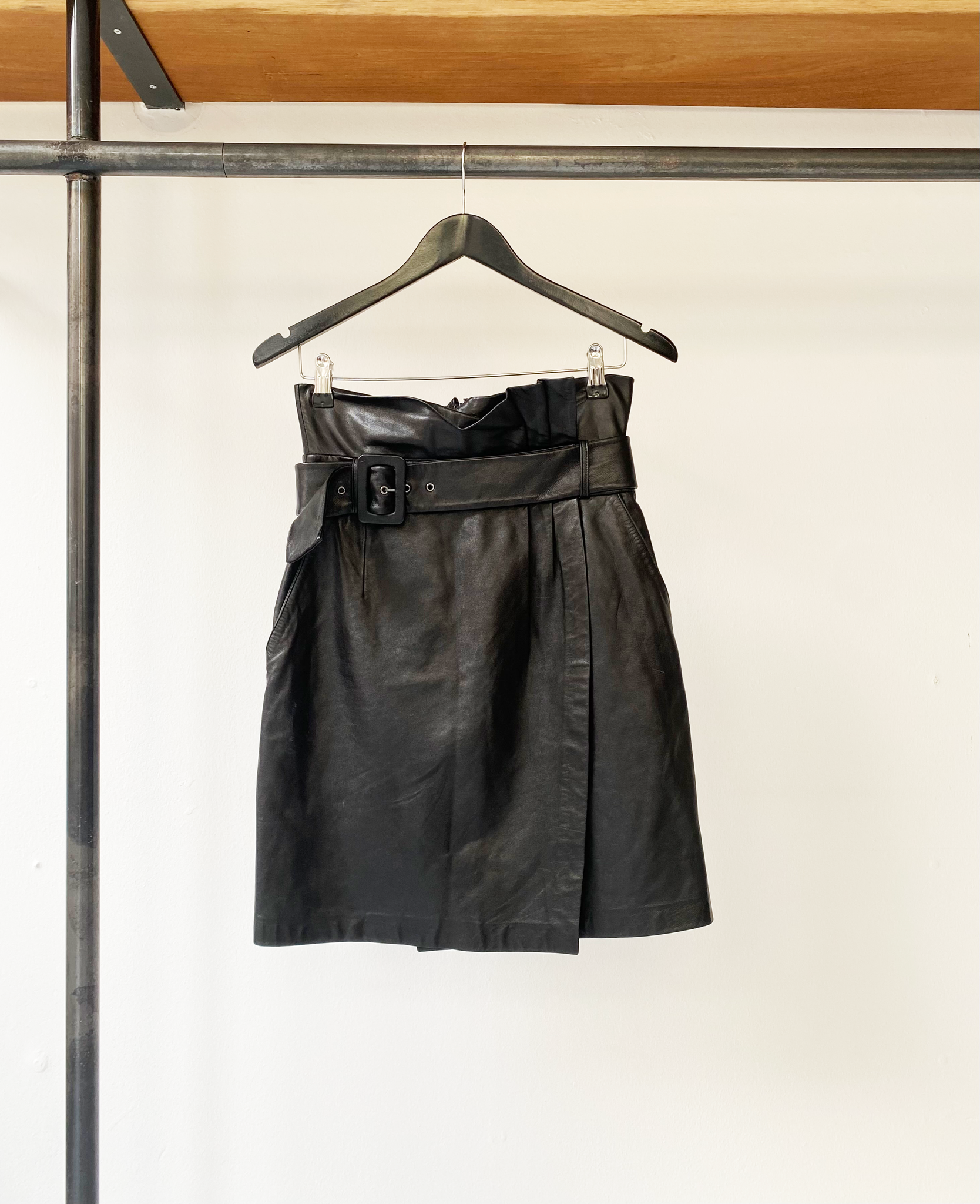 ba&sh black leather midi skirt size 1