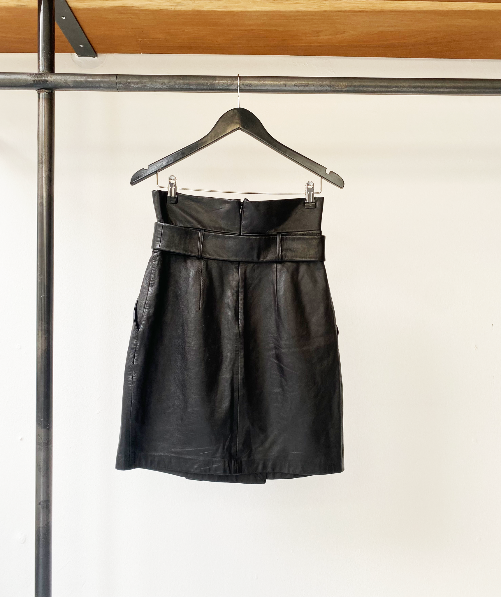 ba&sh black leather midi skirt size 1
