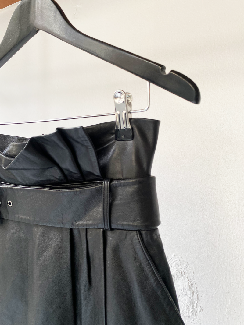 ba&sh black leather midi skirt size 1
