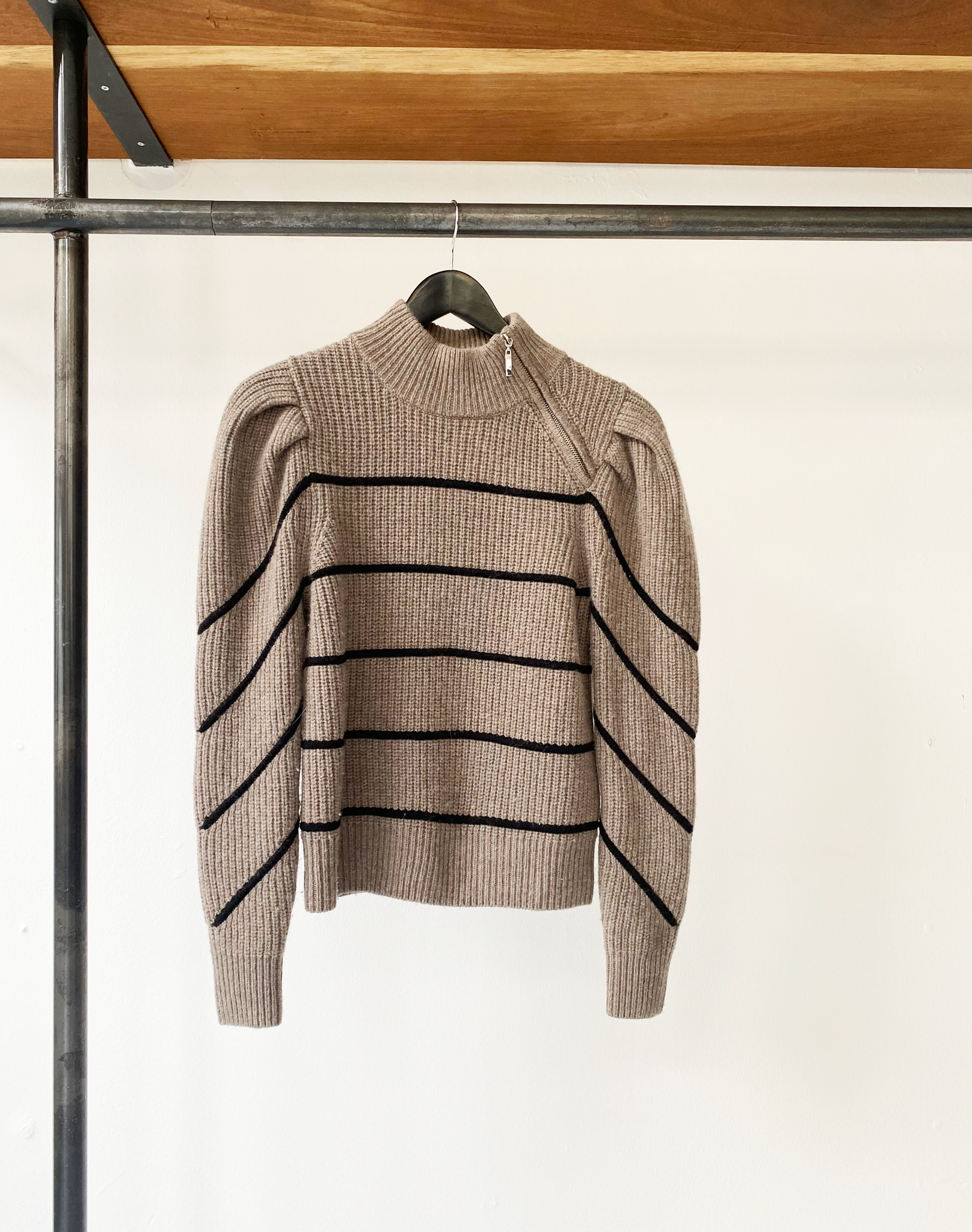 ba&sh wool striped zip knit sweater size 1