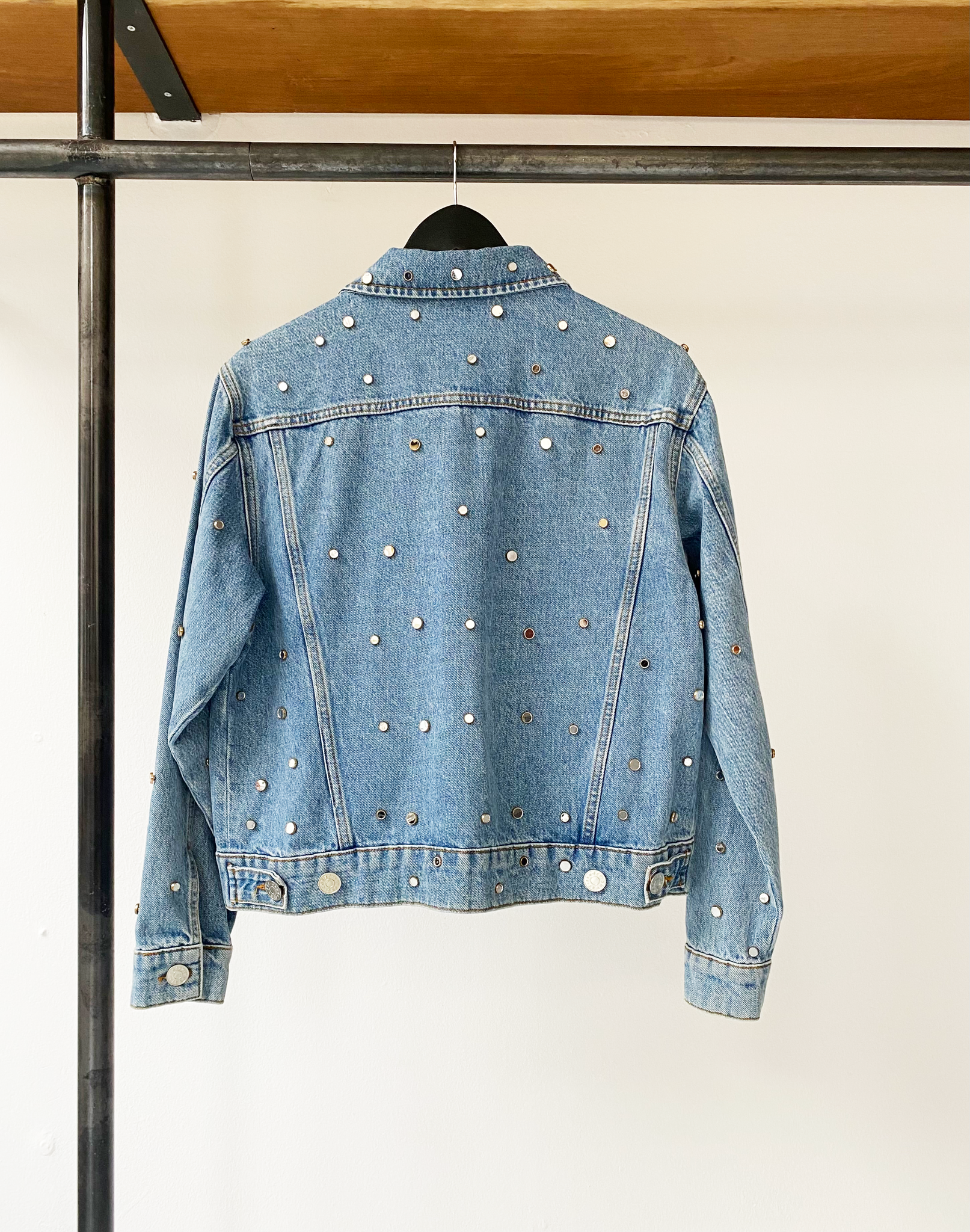 Sandro blue denim mirror stud jacket size 36