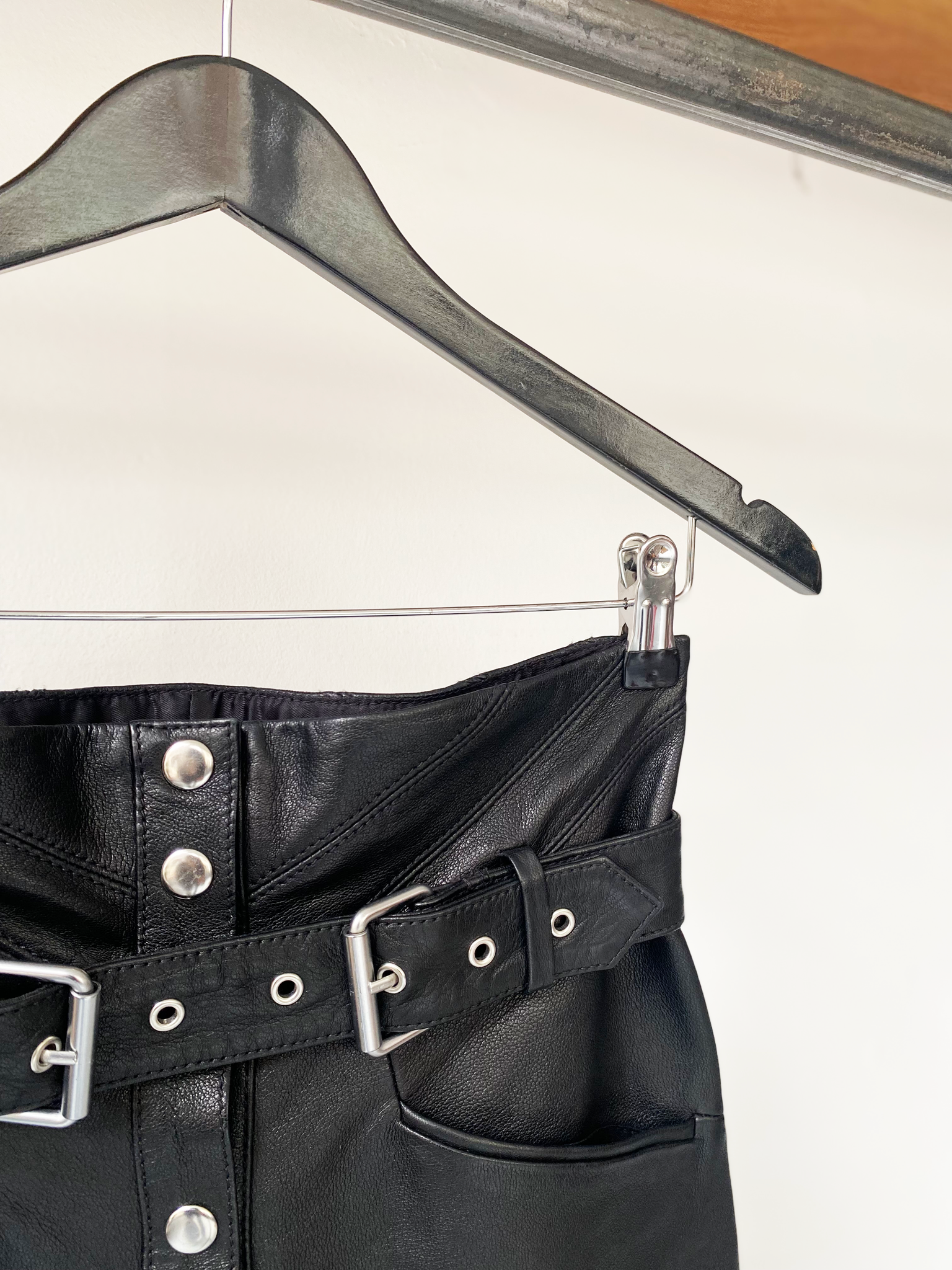 The Kooples lamb leather button belted skirt size 2