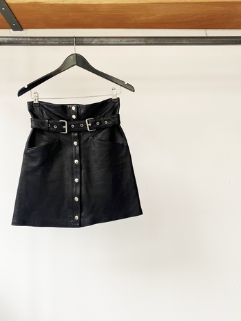 The Kooples lamb leather button belted skirt size 2