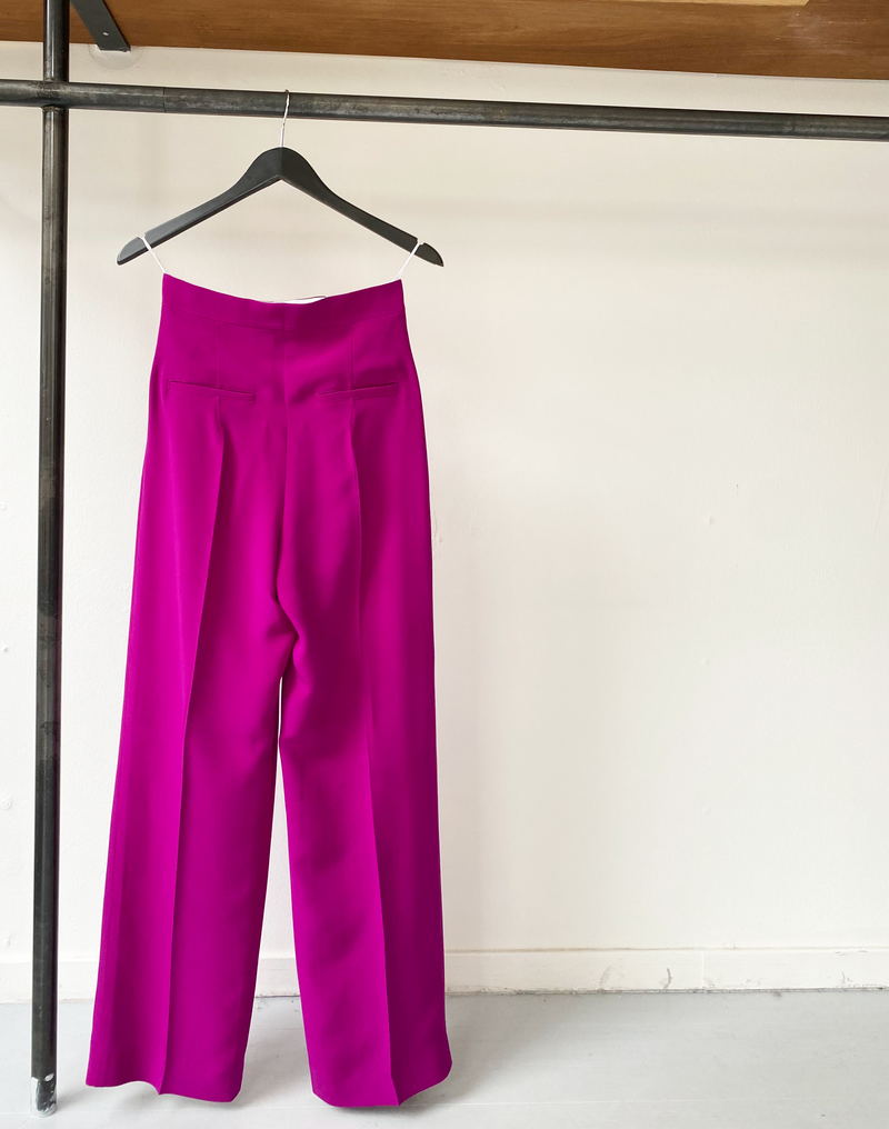 Céline silk double pleated fuchsia trousers size fr36